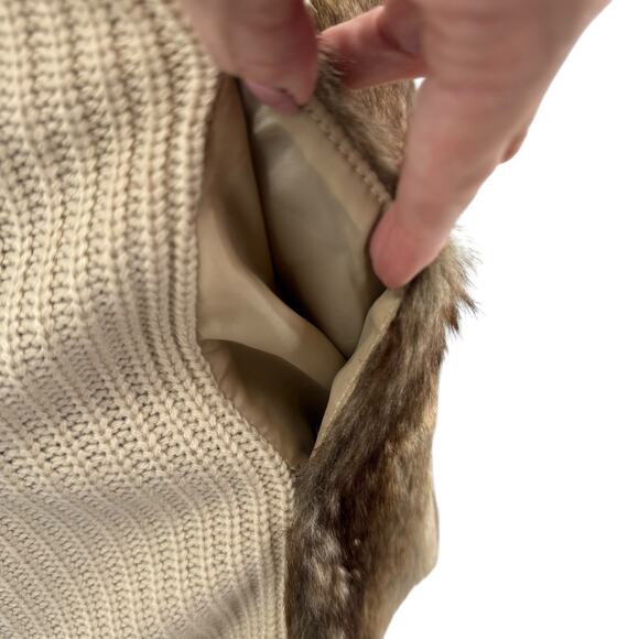 Liz Claiborne Womens Faux Fur Sweater Vest with Knit Back Size S Pockets - Picture 9 of 13